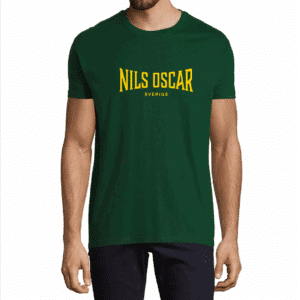 Grön t-shirt med gult tryck