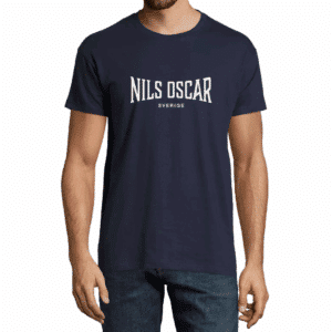 Navy t-shirt med vitt tryck